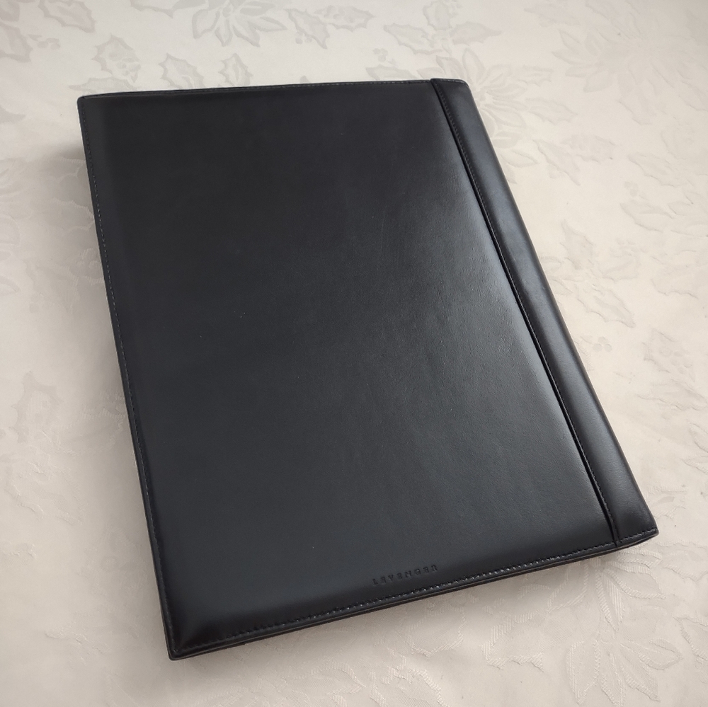 Levenger Black Leather Executive Planner Letter Notepad